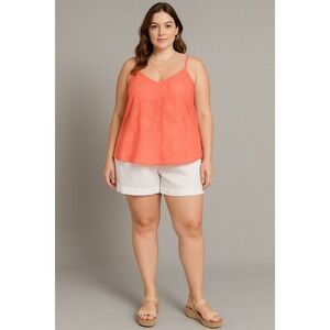 Torrid Tank Top Womens 1X Pink Salmon Floral Flowy Relaxed Beach Summer Coquette